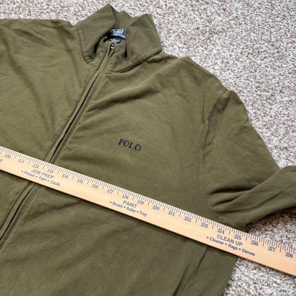 Polo Ralph Lauren Men's XL Full Zip Jacket Olive Green Solid Cotton Blend - Picture 5 of 6